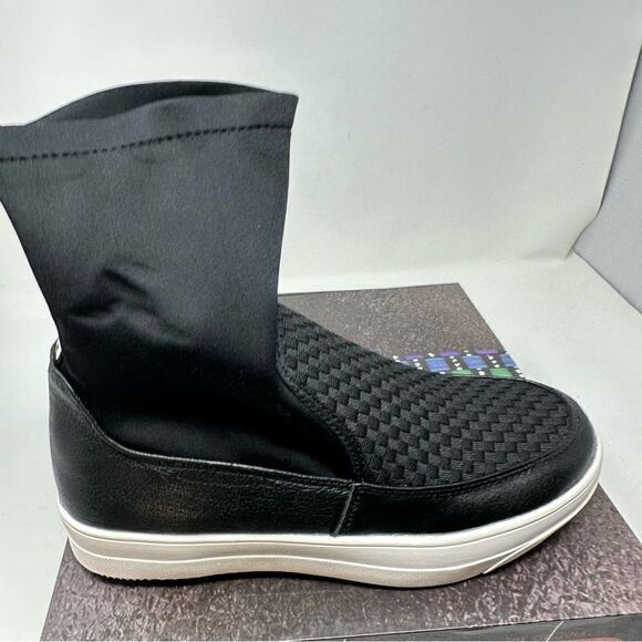 Bernie Meg Platform Sneaker Black Stretch Mid Boot - Picture 3 of 6